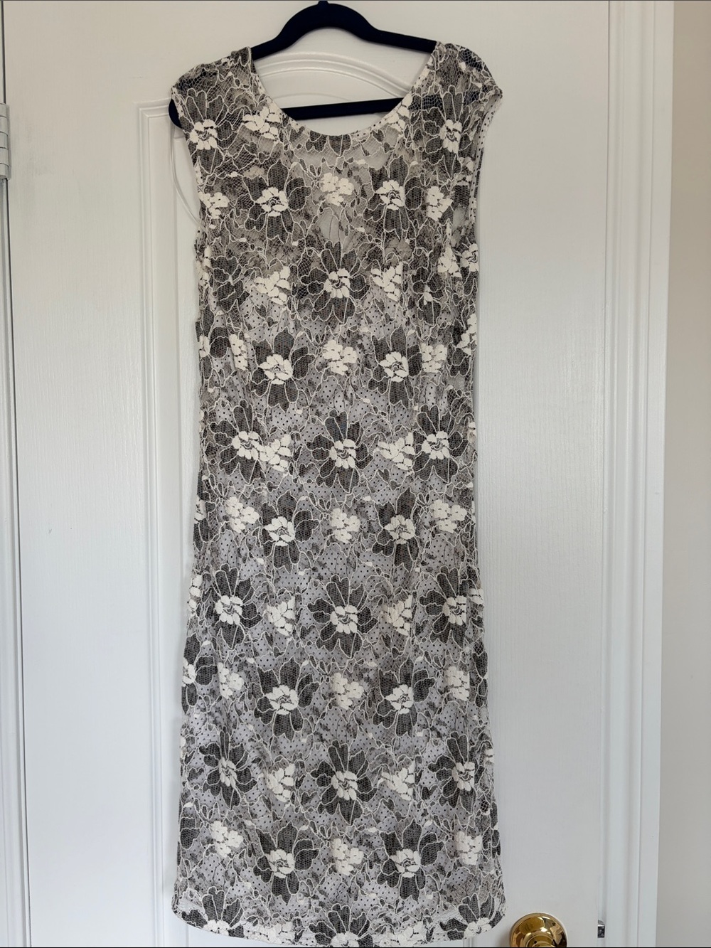Esprit Black and White Floral Lace Midi Dress